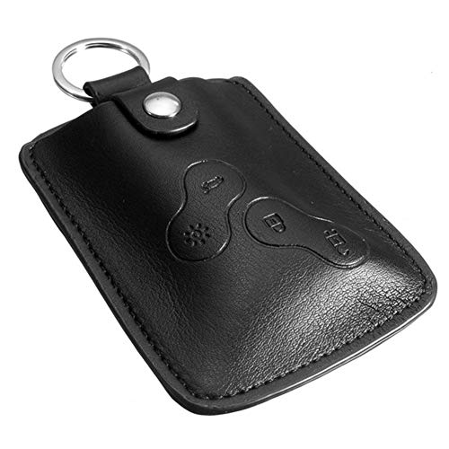 Asdomo Black Leather Car Key Cover Case Wallet Holder Shell for Renault Clio Scenic Megane Duster Sandero Captur Twin