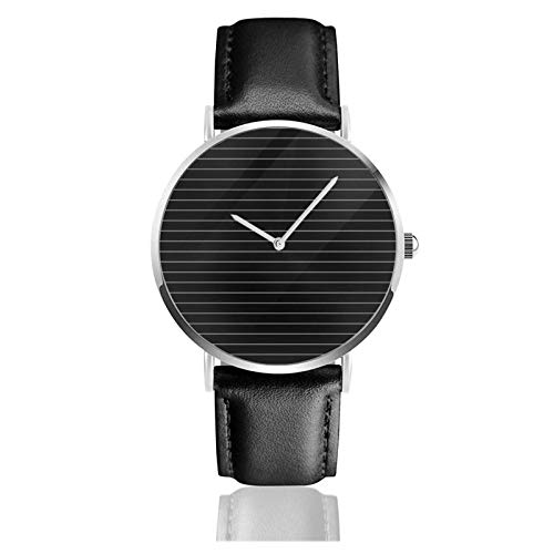 Black White Pinstripe Minimalist Watch Quartz Movement Waterproof Leather Watch Strap For Men Women Simple Business Casual Watch