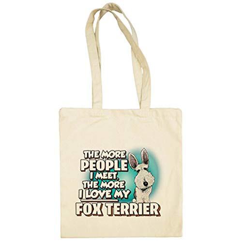 Bolsa de tela I love my Fox Terrier raza perro - Beige, 38 x 42 cm