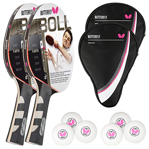 Butterfly Timo Boll - Juego profesional de 2 raquetas de ping pong (incluye 2 fundas para drive y 2 3 pelotas ITTF R40) Butterfly Timo Boll - Juego profesional de 2 raquetas de ping pong (incluye 2 fundas para drive y 2 3 pelotas ITTF R40)