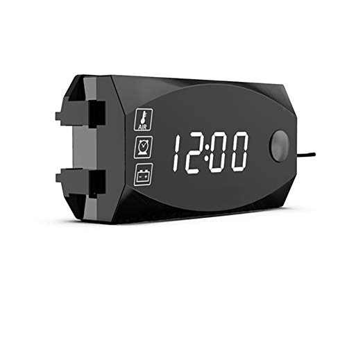 Byrhgood 12V 3 En 1 LED Digital Display Metros Voltímetro Reloj Indicador termómetro indicador del Panel de medidor for Coche de la Motocicleta (Color : White)