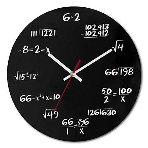 campana HOULIN Shop Reloj Matemáticas 30cmx30cm Vintage Negro Mate Metal Matemáticas Matemáticas Álgebra Pizarra Pi Reloj de Pared Reloj de Pared-9.30 (Color : Black, Sheet Size : 12 Inch)