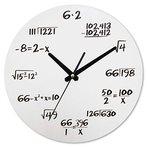 campana HOULIN Shop Reloj Matemáticas 30cmx30cm Vintage Negro Mate Metal Matemáticas Matemáticas Álgebra Pizarra Pi Reloj de Pared Reloj de Pared-9.30 (Color : White, Sheet Size : 12 Inch)