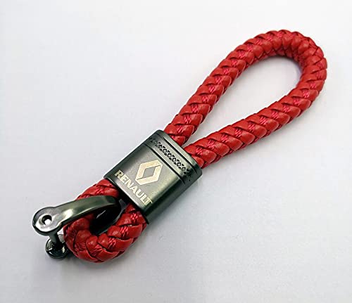 Car Keychain Metal Leather Key Chain For Renault Clio Captur Fluence Kangoo Laguna Master Scenic Trafic Alliance Red