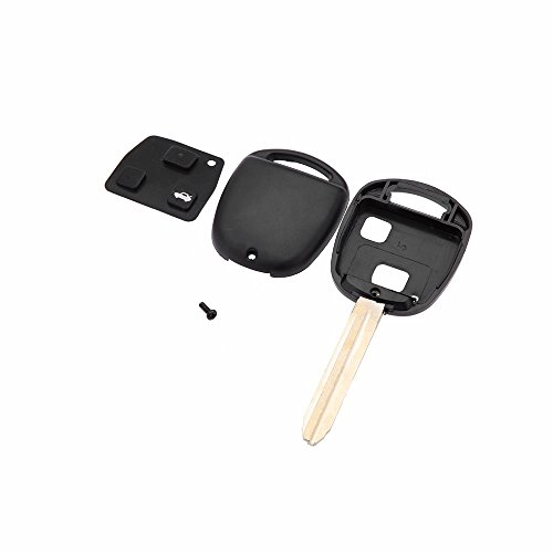 Carcasa de repuesto KATUR color negro para mando a distancia de Toyota, llavero sin cortar con 2 botones y en blanco para llave de coche
