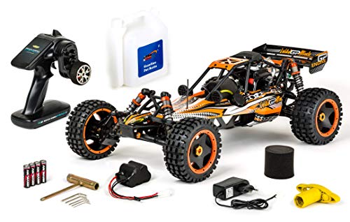 Carson Quemador Wild GP Attack 500304032 1:5 Wild GP 2.4G RC 1.8 CV 2WD, hasta 65 km/h rápido, componentes de Primera Calidad, Todoterreno, RTR, 2,4 GHz, Coche teledirigido, Color Naranja