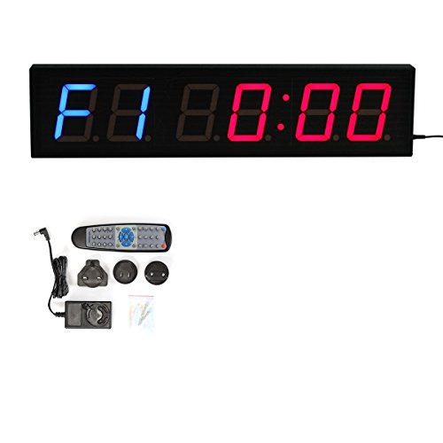 CKB Ltd dígitos LED cuenta atrás intervalo de gimnasio y fitness incluye UK Plug & mando a distancia temporizador cronómetro reloj de pared para clubes deportivos escuelas Tabata CROSSFIT