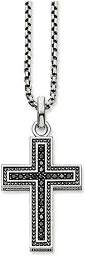 Collar Negro Cruz Pave Collar Strand Jewelry Europa 925 Rebel Cross Bijoux Regalo Para Hombres Mujeres 53Cm Collar Negro Cruz Pave Collar Strand Jewelry Europa 925 Rebel Cross Bijoux Regalo Para Hombres Mujeres 53Cm