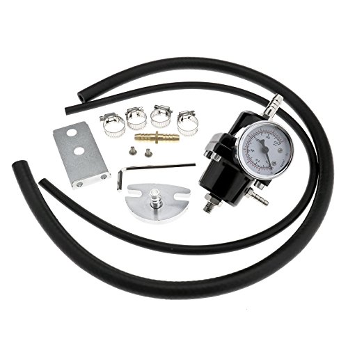 Create Idea Kit universal de manómetro de presión de combustible negro 0-140 PSI ajustable