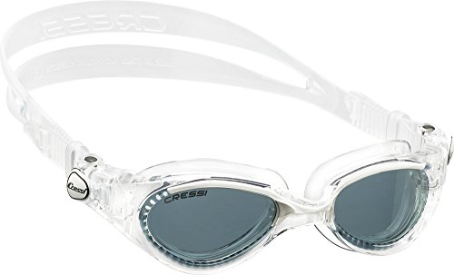 Cressi Flash Swim Goggles Gafas de Natación Premium para Adultos 100% Anti UV, Transparente/Blanco/Gris, Talla Única