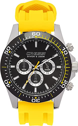 Cressi Nereus Watch Reloj Cronógrafo Submarino Profesional 200 m / 20 ATM, Unisex-Adult, Negro/Amarillo, Un tamaño