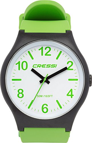 Cressi Watch Echo Reloj Analógico de Cuarzo, Unisex Adulto, Negro/Blanco/Verde, Uni