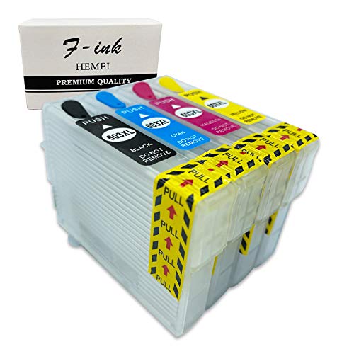 F-ink 4PK Cartucho de tinta recargable vacío de repuesto para cartucho de tinta 603 o 603XL - 4 colores (603XL negro, cian, magenta, amarillo)
