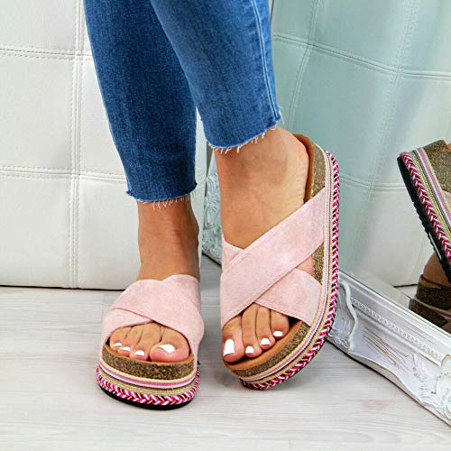 FAYHRH Piscina Sandalias de Baño,Remolque de Mujer de Gran tamaño, Sandalias de Verano y Zapatillas Fuera de la Playa con una Cruz de Suela Gruesa Seaside-Pink_39 FAYHRH Piscina Sandalias de Baño,Remolque de Mujer de Gran tamaño, Sandalias de Verano y Zapatillas Fuera de la Playa con una Cruz de Suela Gruesa Seaside-Pink_39