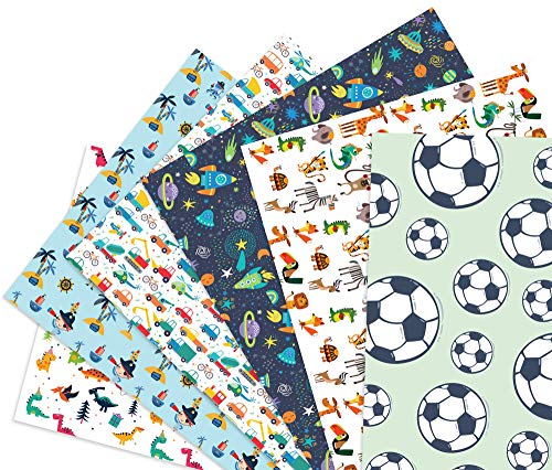 Friendly Fox Papel de regalo para niños, 6 hojas, papel de regalo para niños, diseño de papel de regalo para niños