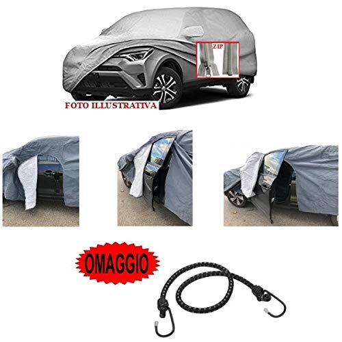 Funda para coche compatible con Renault Captur TCe 12 V 90 CV SeS Energy Zen con cremallera lateral antilluvia, funda afelpada para coche, antiheladas, antiarañazos, talla M 470 x 190 x 185 cm