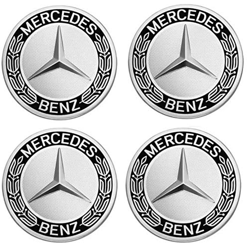 Generic 4 tapas de 75 mm, color negro, repuesto para llantas de Mercedes Benz.