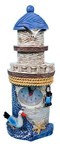 Gross GCG 6202540 - Figura decorativa de faro con reloj (18 x 8 cm), diseño de gaviota, estrella de mar