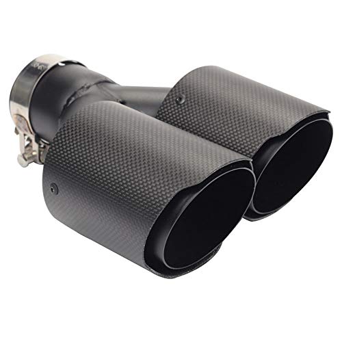 HanT Car exhaust pipe Y Model Dual Unequal Right Exhaust Pipe Matte  Carbon Straight Edge Rear Muffler Tail End Tips Universal Car Styling