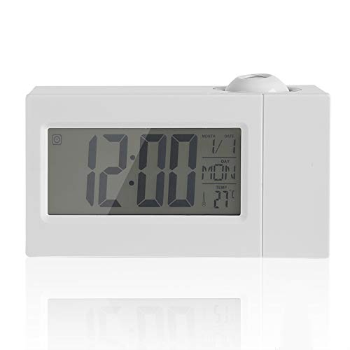 Haofy Despertador Proyector, Digital Reloj Despertadores, con Función de Snooze, Pantalla de Temperatura C° / F°, para Dormitorio, Oficina, Cocina (Blanco)