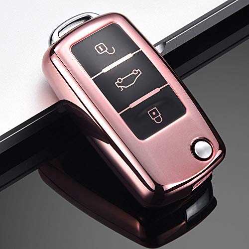 Heart Horse - Protector de 3 botones para llave de coche a distancia para Golf 4 5 6 Jetta MK4 Bora Polo Touran (rosa)
