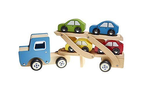 Juguetutto - Camión Transporta coches - AZUL - Juguete de madera
