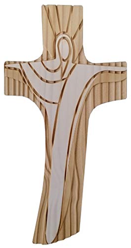 Kaltner Präsente Idea de regalo – Cruz de pared de madera auténtica de abeto crucifijo para la pared, moderno, fabricado en Valle del sur del Tirol