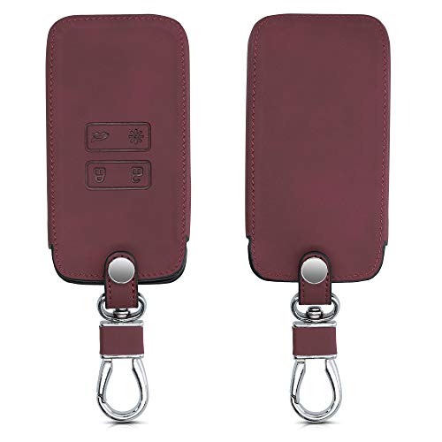 kwmobile Funda Compatible con Renault Llave de Coche Smart Key de 4 Botones (Solo Keyless Go) - Carcasa de Piel sintética - Protector para Mando de Coche en Rojo Oscuro