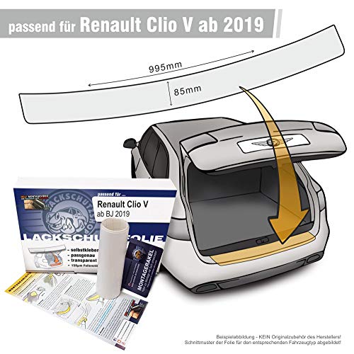 Lackschutzshop - Lámina protectora de pintura compatible con protección del borde de carga compatible con Renault Clio V a partir de 2020 – transparente 150 µm