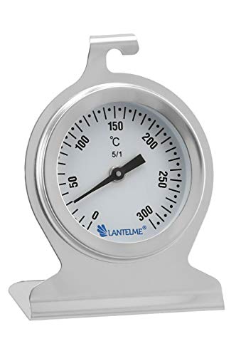 Lantelme 5843Termómetro de horno de 300 °C, acero inoxidable, para colgar y colocar en el horno, analógico Lantelme 5843Termómetro de horno de 300 °C, acero inoxidable, para colgar y colocar en el horno, analógico