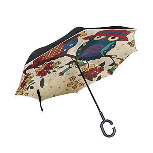 LINDATOP - Paraguas invertido para remolque, apertura automática, doble capa, resistente al viento, protección UV al revés, para coche, lluvia, uso al aire libre