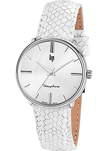 Lip Dauphine 34 H671M291 - Reloj para mujer, correa de piel blanca, esfera plateada