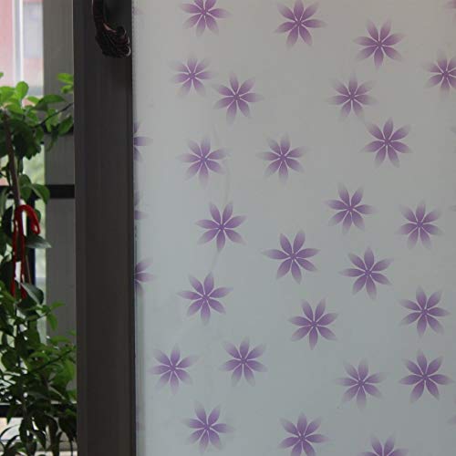 LMKJ Película de Flor púrpura película de Ventana Decorativa esmerilada, Etiqueta de Ventana del hogar, Etiqueta de Ventana de película de vitral A91 45x100cm