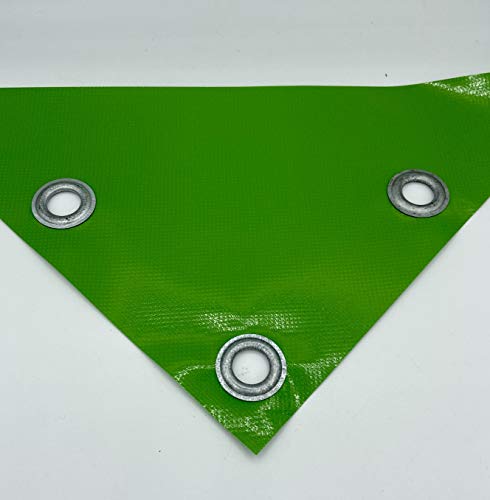 Lona de PVC de alta calidad, 650 g/m², resistente a la intemperie y a la rotura, con ojales (8 m x 2,50 m, incluye ojales todos los 50 cm, color verde claro)
