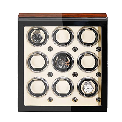 Lujo Caja De Enrollador Automático De Un Solo Relojes Estuche De Organizador De Reloj Con Pantalla Con Motor Silencioso Para Exhibición Y Reloj De Reparación Exhibición ( Color : White , Size : 9+0 )