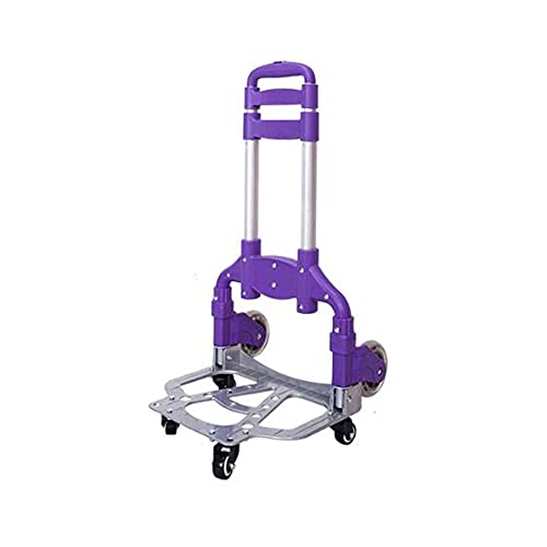 LYLY Carrito de la Carro de Compras Plegable Carrito de Equipaje portátil del Carrito de Aluminio del Trolley del Remolque para IR de Compras, Almacenamiento en el hogar (Color : Purple, tamaño : B)