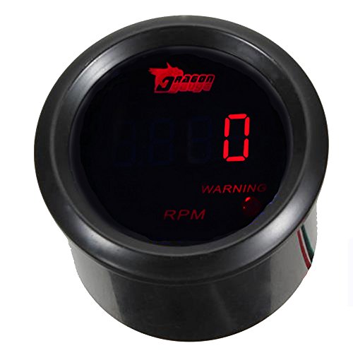 Mintice 2" 52mm Negro medidor Digital de Coche luz LED Rojo tacómetro Calibre Motor