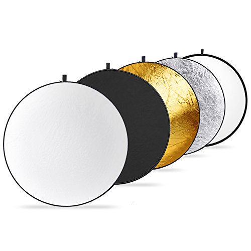 Neewer Redondo 5-en-1 Reflector Plegable Multi-Disco de 40 Centímetros con Funda de Transporte - Translúcido, Plateado, Dorado, Blanco y Negro para Estudio o Cualquier Situación de Fotografía