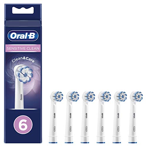 Oral-B Sensitive Clean Cabezales de Recambio, Pack de 6 Recambios Originales para Cepillos de Dientes Eléctricos, Protección de Encías.