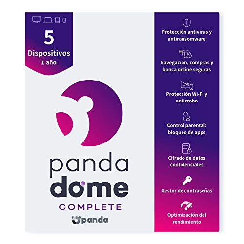 Panda Dome Complete 2021 – Antivirus | 5 Dispositivos | 1 año | VPN | Antiransomware | Control Parental | Banca Segura | Bloqueo Antirrobo | Gestor de Contraseñas | Encriptación de Archivos