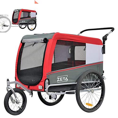 Papilioshop Zeta - Remolque para bicicleta, cochecito, transporte de perros, animales (rojo)