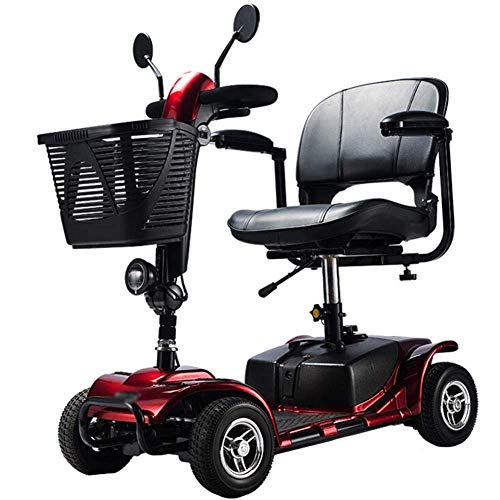Patinete eléctrico de 4 ruedas para adultos Patinete de movilidad eléctrica Patinete de viaje para personas mayores de servicio pesado, pasamanos plegable y que se puede abrir, asiento de 43 cm de a