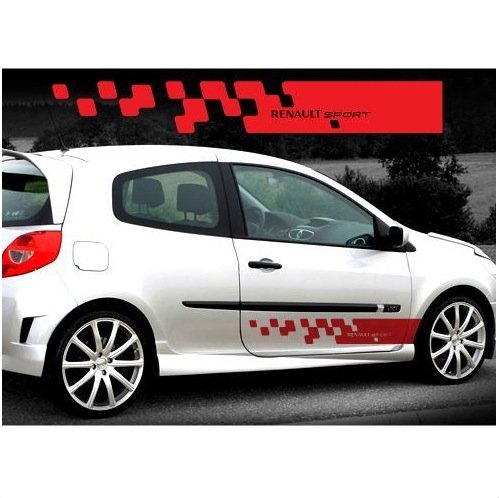 Pegatina para Encajar Renault Sport Racing Lado Pegatina Conjunto Twingo Clio Gordini Megane (Rojo)