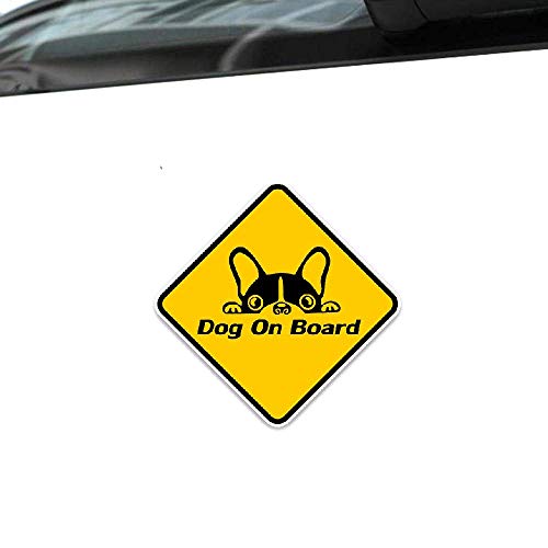 Precaución Etiqueta engomada del coche Perro a bordo Peeking Calcomanía decorativa de PVC Impermeable para Renault Megane Opel Corsa Hyundai, 14cm * 14cm