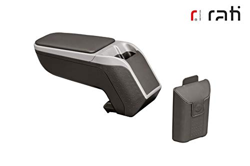 Rati Armster2 apoyabrazos central con compartimento de almacenamiento I compatible con RENAULT TWINGO 2014- / SMART FORFOUR & FORTWO (+12V Cable) 2014- OHNE Cool Mediapaket [silver] w pocket