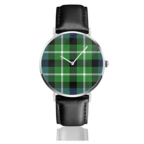 Reloj de cuero Graham of Montrose MacLaggan Tartan Unisex Clásico Casual Moda Reloj de Cuarzo Reloj de Acero Inoxidable con Correa de Cuero