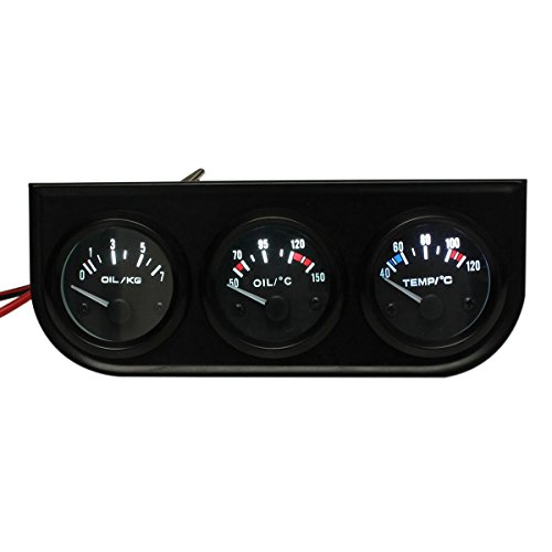 Salpicadero del coche - SODIAL(R)3 conjunto de manometro de puntero de coche ¨C temperatura de agua ¨H/ presion de aceite/ voltio - luz LED de 2" 52MM
