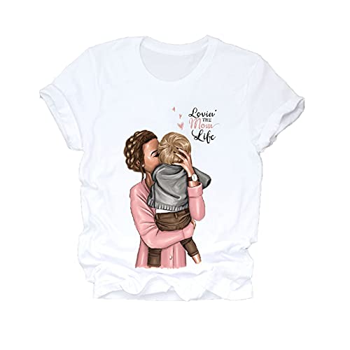 shirts Mujeres 2020 dibujos animados Super Mamá Vida Momlife Verano Impresión Señora T Top T Señoras Gráfico Mujer T