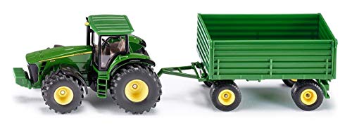 SIKU 1953, Tractor John Deere con remolque, 1:50, Multifuncional, Metal/Plástico, Verde