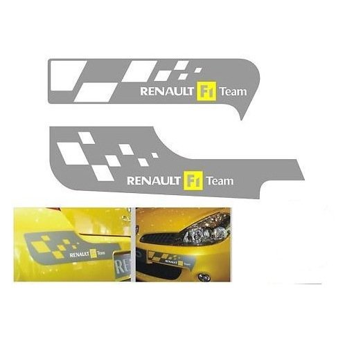 snstyling.com Pegatina para Encajar Renault F1 Team Pegatina Clio Sport FrontPegatina + Puerta Trasera Pegatina Conjunto (Plateado – Blanco – Amarillo)